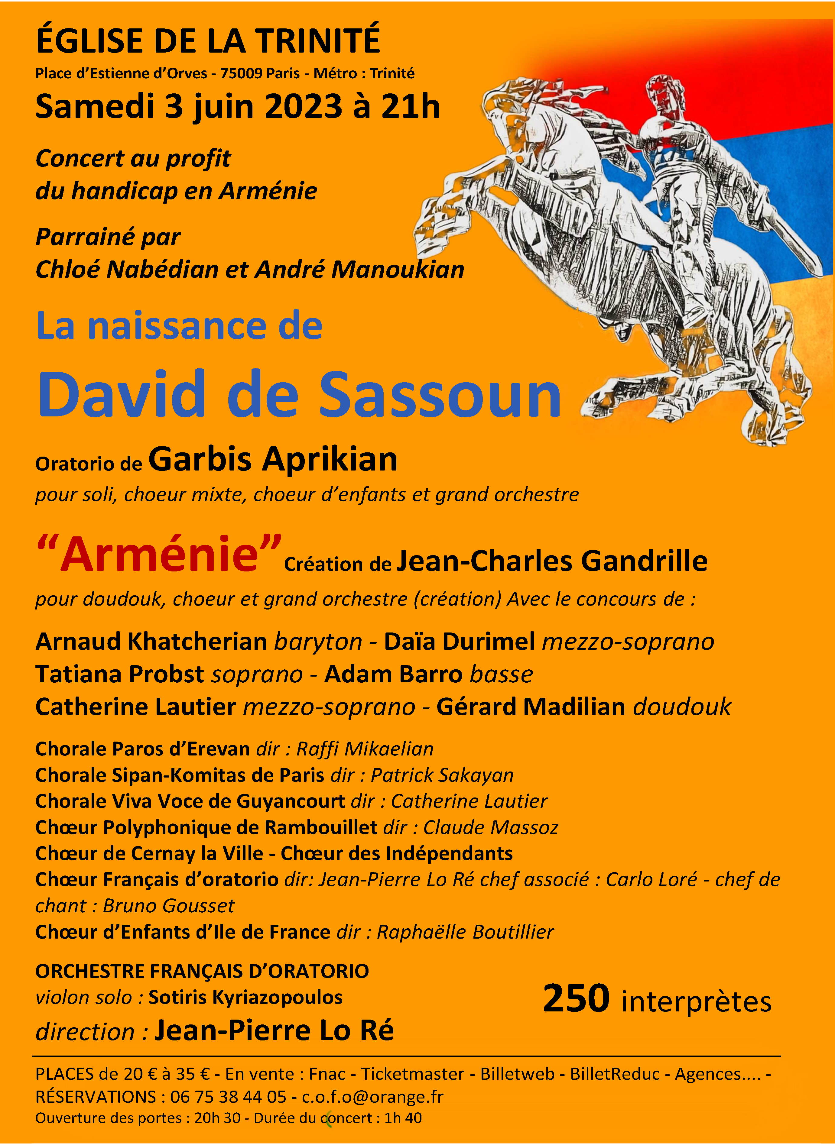 Concert La Naissance de David de Sassoun à l'Église de la Trinité à Paris